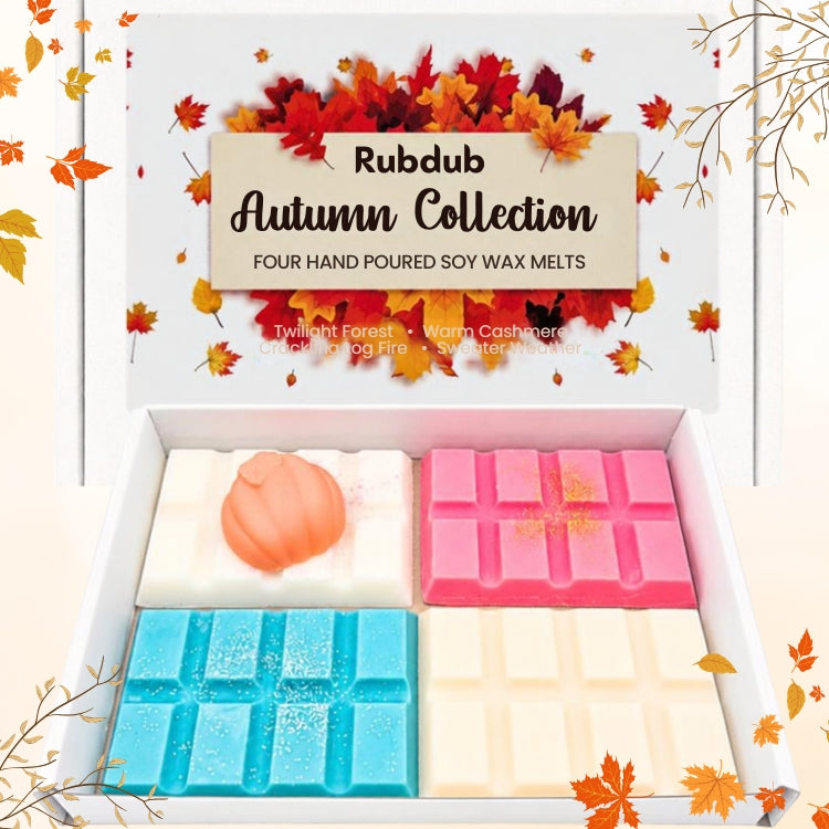 Rubdub Autumn compact box containing four wax melt bars