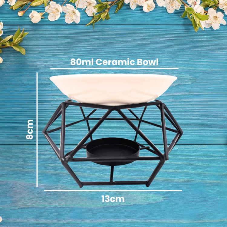 Geometric Wax Melt Burner Gift Set – Includes Soy Wax Melts, Tealight Candles & Wax Melt Liner