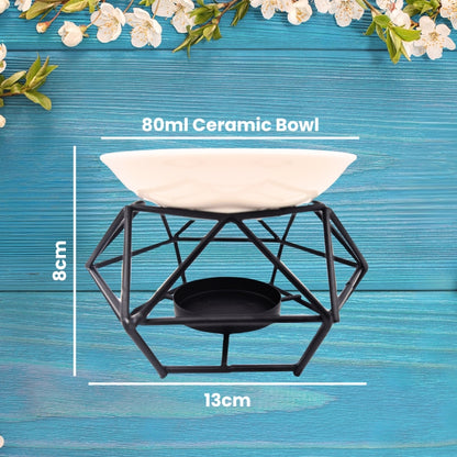 Geometric Wax Melt Burner Gift Set – Includes Soy Wax Melts, Tealight Candles & Wax Melt Liner