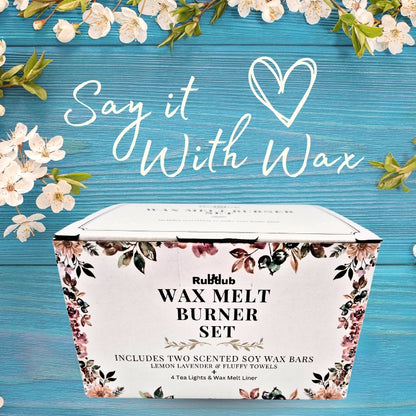 Geometric Wax Melt Burner Gift Set – Includes Soy Wax Melts, Tealight Candles & Wax Melt Liner