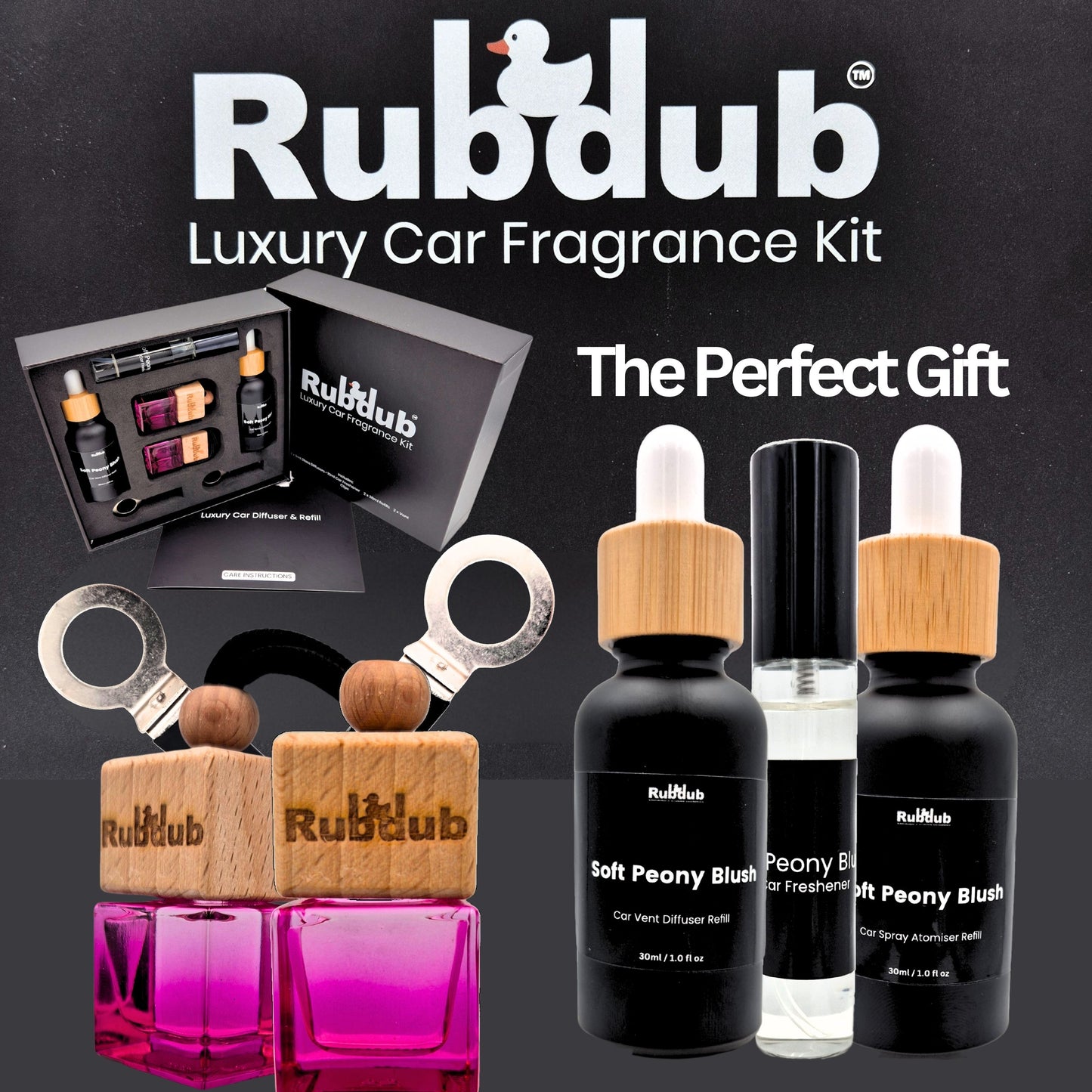 Soft Peony Blush – Luxury Car Fragrance Set